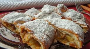Strudel de banana com massa folhada ou de pastel