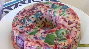 Gelatina colorida bem cremosa uma sobremesa super leve dá para fazer até de segunda-feira