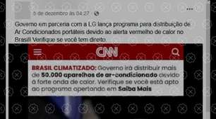 Post que anuncia programa de distribuição de aparelhos de ar-condicionado é golpe