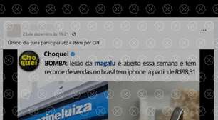 Post que anuncia leilão de iPhone a partir de R$ 98 no Magazine Luiza é golpe