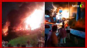 Incêndio causa explosões e destrói galpão na Grande São Paulo