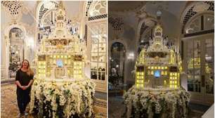 Confeiteira faz bolo de casamento gigante de castelo que custou mais de R$ 80 mil