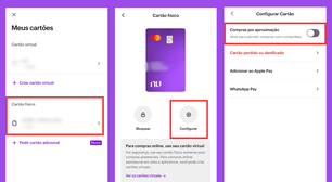 Como ativar ou tirar a aproximação do cartão Nubank