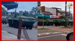 Tanques de guerra são vistos em ruas no litoral de SP