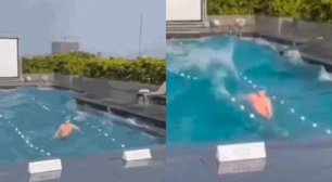 Turista fica preso em piscina de hotel durante terremoto em Taiwan; veja vídeo