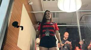 Fernanda Bande, ex-BBB, prestigia o Flamengo no Maracanã