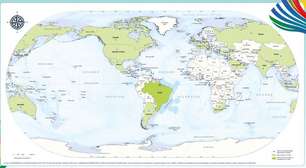 Mapa-múndi do IBGE com o Brasil no centro do mundo esgota em menos de 24 horas