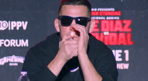 VÍDEO: Nate Diaz causa escândalo ao fumar maconha em coletiva antes da revanche com Jorge Masvidal