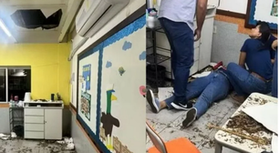 Chão de escola desaba e professora cai de um andar para outro no ES