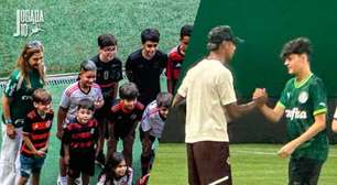 Rivalidade fica de lado, e Palmeiras e Flamengo promovem harmonia com crianças no Allianz