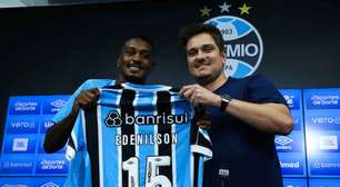 Edenilson é apresentado pelo Grêmio e revela papo com ex-colegas de Inter