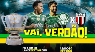 Vai, Verdão! Com R$50 você fatura R$112 se o Palmeiras vencer os dois tempos contra o Botafogo-SP