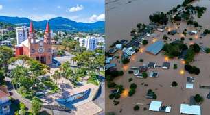 Cidades ficam debaixo d'água no RS; veja antes e depois de áreas afetadas por temporal