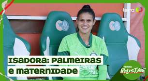 Isadora Amaral, reforço do Palmeiras e mãe do Miguel, dá depoimento sobre maternidade e futebol.