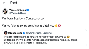 Whindersson Nunes pede emprestado o estádio do Vasco para realizar Show e reverter recursos as vítimas no RS