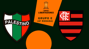 Palestino x Flamengo: onde assistir, horário e escalações do jogo pela Libertadores