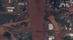 Rio Taquari sobe 6 metros em 24 horas e passa cota de inundação no RS; veja antes e depois