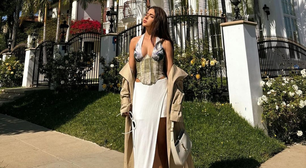 Jade Picon usa corset com saia assimétrica nos Estados Unidos