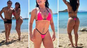 Gretchen viraliza fazendo dancinha com o marido em praia da Grécia. Vídeo!