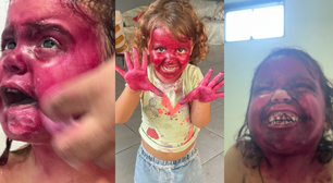 Criança de 3 anos viraliza após pintar o rosto inteiro com batom de alta fixação