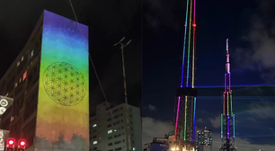 Esquina da Paulista com a Consolação ganha projeções nas cores do arco-íris antes da Parada LGBT+