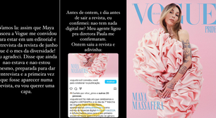 Após aparecer na Vogue, Maya Massafera reclama de capa e acusa revista de transfobia: 'Enganada'