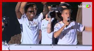 Torcida do Real Madrid faz coro por Bola de Ouro a Vini Jr em festa após título da Champions League