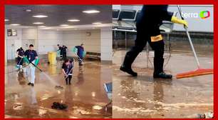 Aeroporto de Porto Alegre passa por limpeza depois de 30 dias inundado