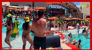 Torcida brasileira curte pool party em Las Vegas por R$ 2,8 mil e muito funk