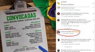 Formiga reage negativamente à convocação da Seleção Brasileira para as Olimpíadas