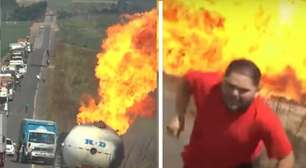 Vídeo: Equipe do SBT sofre queimaduras em explosão de caminhão tanque; assista