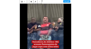 Vídeo flagra torcedor do Flamengo atirando urina na torcida do Atlético-MG; veja
