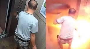 Bateria de bicicleta explode e homem é engolido pelo fogo dentro de elevador
