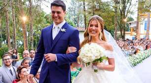 Casamento de conto de fadas! Júlia Vieira brilha com vestido de noiva 'escolhido' por Luigi, caçula de César Filho e Elaine Mickely