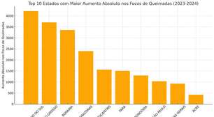 Aumento de focos de queimadas no primeiro semestre de 2024