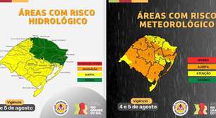 Defesa Civil emite alerta de risco hidrológico e meteorológico no RS