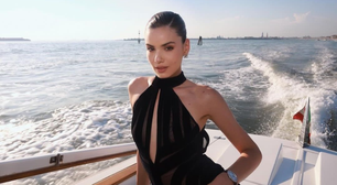 Camila Queiroz usa all black para prestigiar Jolie em Veneza