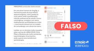 É falso que ivermectina possa tratar covid-19 e câncer