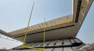 Com 'nome escondido', estádio do Corinthians passa por adaptações para NFL; veja fotos