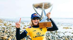 Caitlin Simmers celebra título mundial no WSL Finals: 'foi perfeito'