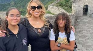 Mariah Carey curte dias na China com filhos antes da apresentação no Rock in Rio