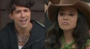 Coringou? Em 'A Fazenda 16', Cauê Fantin 'surta' com Gizelly Bicalho após ex-BBB se empolgar com Raquel Brito: 'Precisava dar show?'