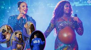 Iza ganha 'selinho', paparico no barrigão de 8 meses de gravidez e homenagem de Ivete Sangalo em show no Rock in Rio. Fotos