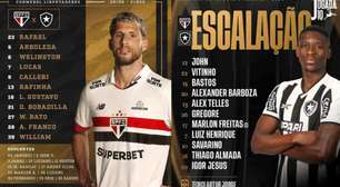 São Paulo e Botafogo escalados para o jogo desta quarta. Confira!