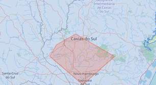 RS: Áreas próxima de Caxias do Sul com alerta meteorológico