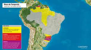 Primeira frente fria de outubro traz chuvas intensas e ventos