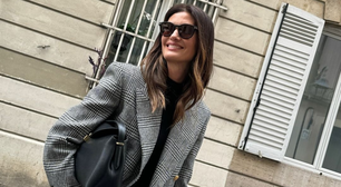 Paris ou SP? Isabella Fiorentino prova elegância do terninho xadrez