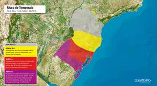 Alerta de chuva e ventos fortes no Rio Grande do Sul