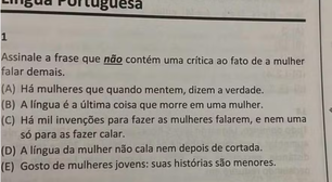 Questão de concurso no RJ é anulada por conteúdo machista: 'Mulher fala demais'