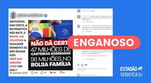 Postagem engana ao comparar número de carteiras assinadas a beneficiários do Bolsa Família